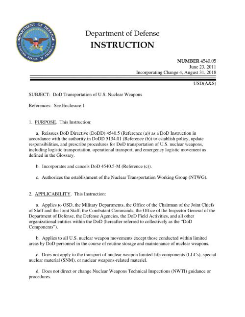 DoDI 4540.05 美国国防部核武器运输.pdf