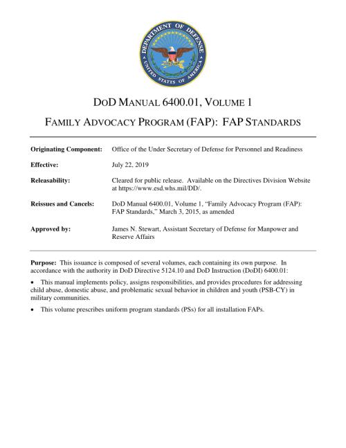 DoDM 6400.01 Volume 1 家庭倡导计划（FAP）：FAP标准.pdf