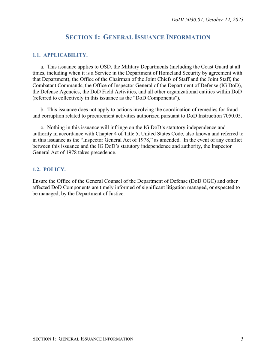 DoDI 5030.07 协调涉及美国司法部的重大诉讼和其他事项.pdf_第3页