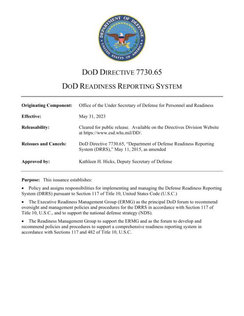 DoDD 7730.65 国防部准备报告系统.pdf