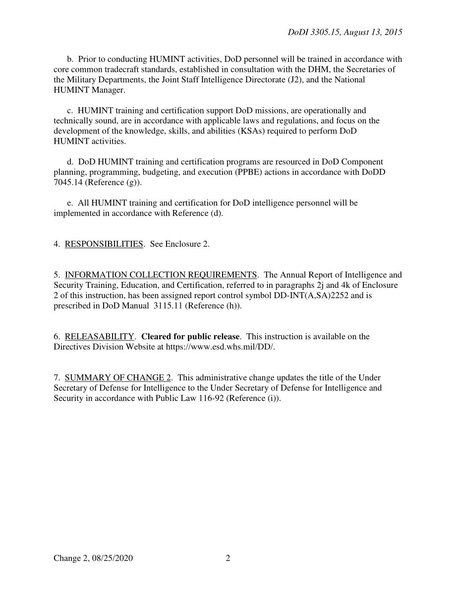 DoDI 3305.15 国防部人类智能（HUMINT）培训和认证.pdf_第2页