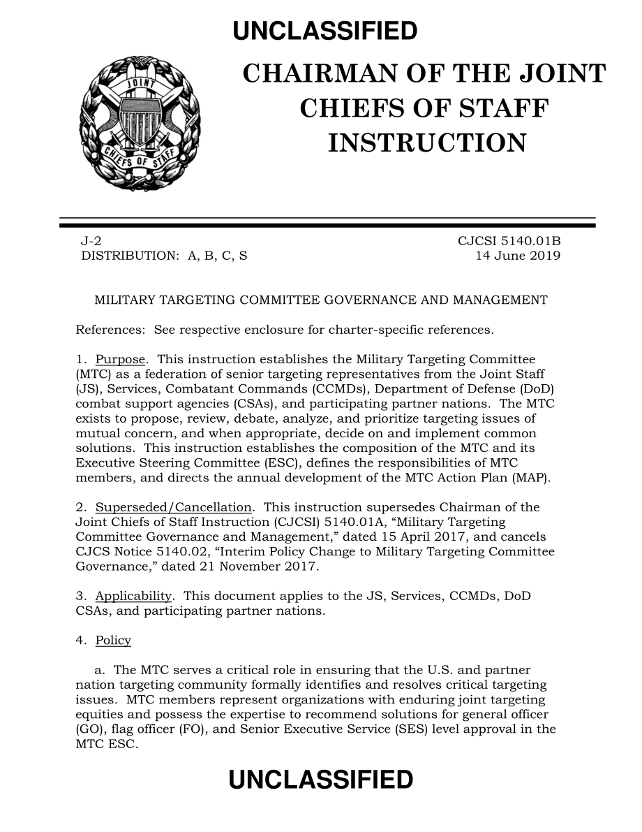 CJCSI 5140.01B 军事目标委员会的治理和管理.pdf_第1页