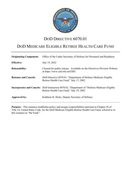 DoDD 6070.01 国防部医疗保险合格退休人员医疗保健基金.pdf