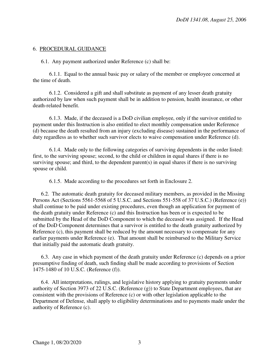 DoDI 1341.08 向某些被指派执行情报任务的国防部人员的幸存者支付死亡抚恤金.pdf_第3页