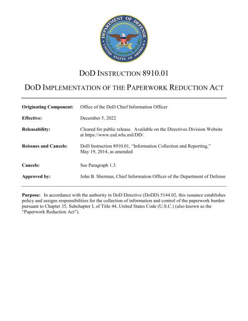 DoDI 8910.01 国防部实施减少文书工作法案.pdf