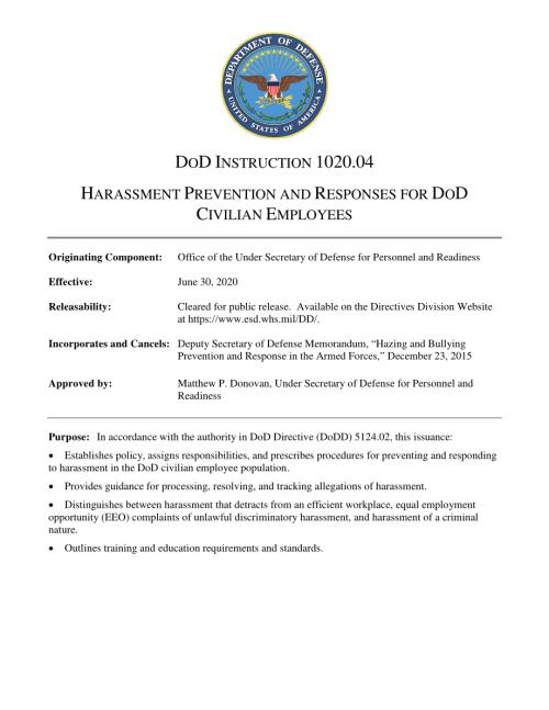 DoDI 1020.04 国防部文职员工的骚扰预防和应对.pdf