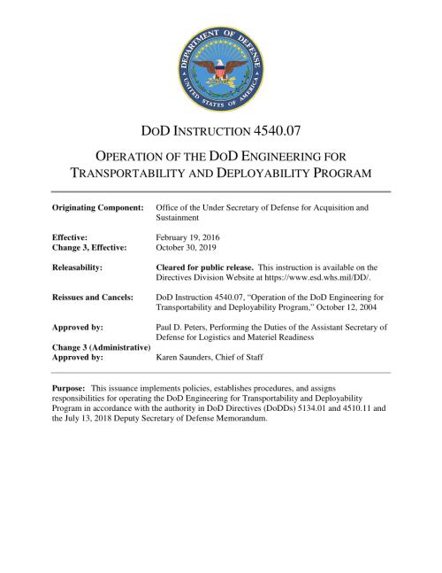 DoDI 4540.07 国防部运输和部署工程计划的运作.pdf