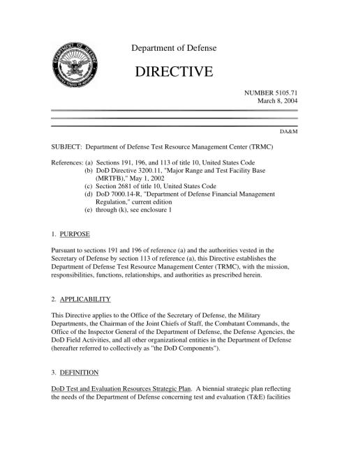 DoDD 5105.71 国防部测试资源管理中心（TRMC）.pdf