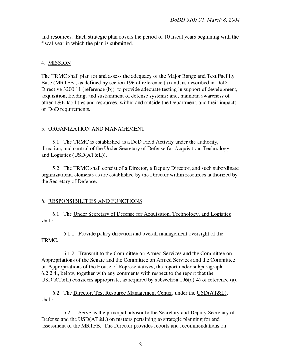 DoDD 5105.71 国防部测试资源管理中心（TRMC）.pdf_第2页