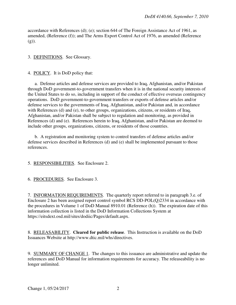 DoDI 4140.66 国防物品和或国防服务的注册和最终使用监控.pdf_第2页