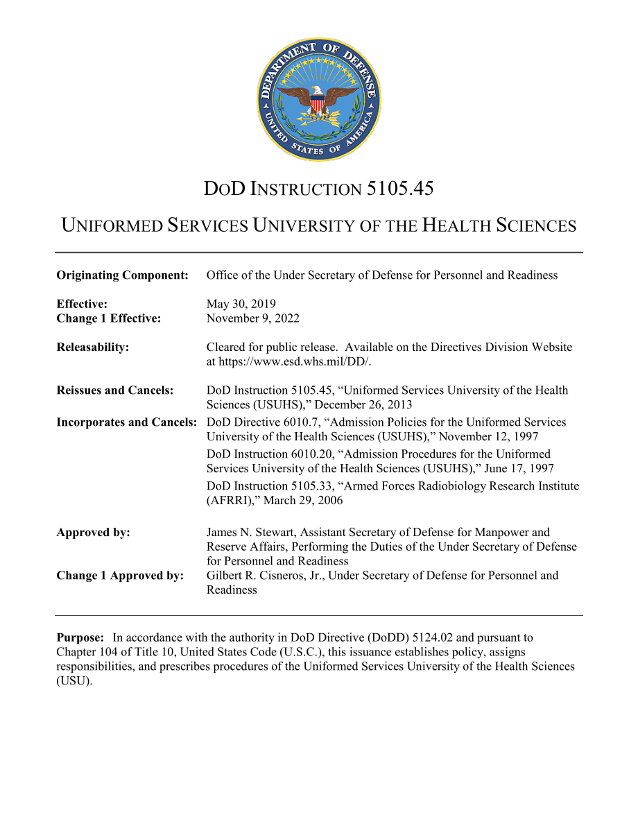 DoDI 5105.45 卫生科学大学.pdf_第1页