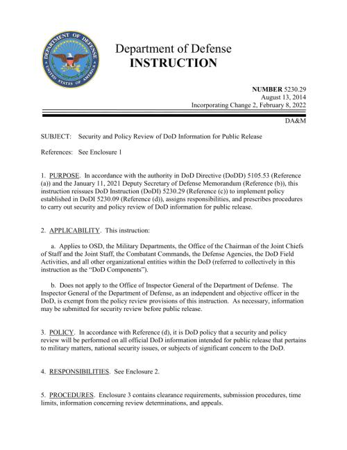 DoDI 5230.29 国防部信息公开发布的安全和政策审查.pdf
