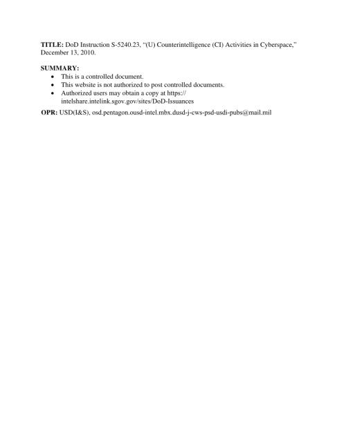 DoDI S-5240.23 （u）网络空间的反CI活动.pdf