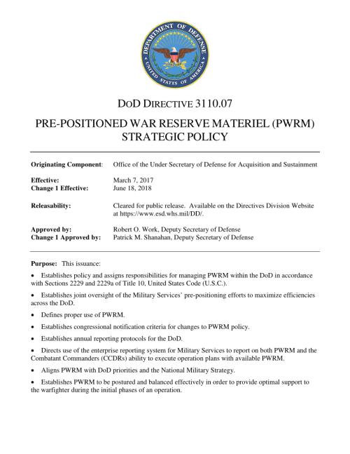 DoDD 3110.07 预先部署的战争后备物资（PWRM）战略政策.pdf