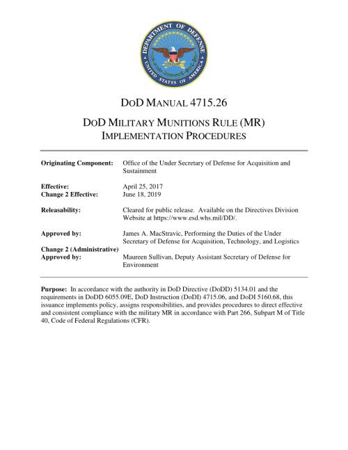 DoDM 4715.26 国防部军事弹药规则（MR）实施程序.pdf