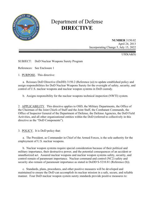 DoDD 3150.02 国防部核武器保证计划.pdf