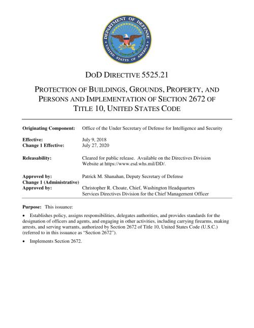 DoDD 5525.21 建筑物、场地、财产和人员的保护以及美国法典第10篇第2672节的实施.pdf