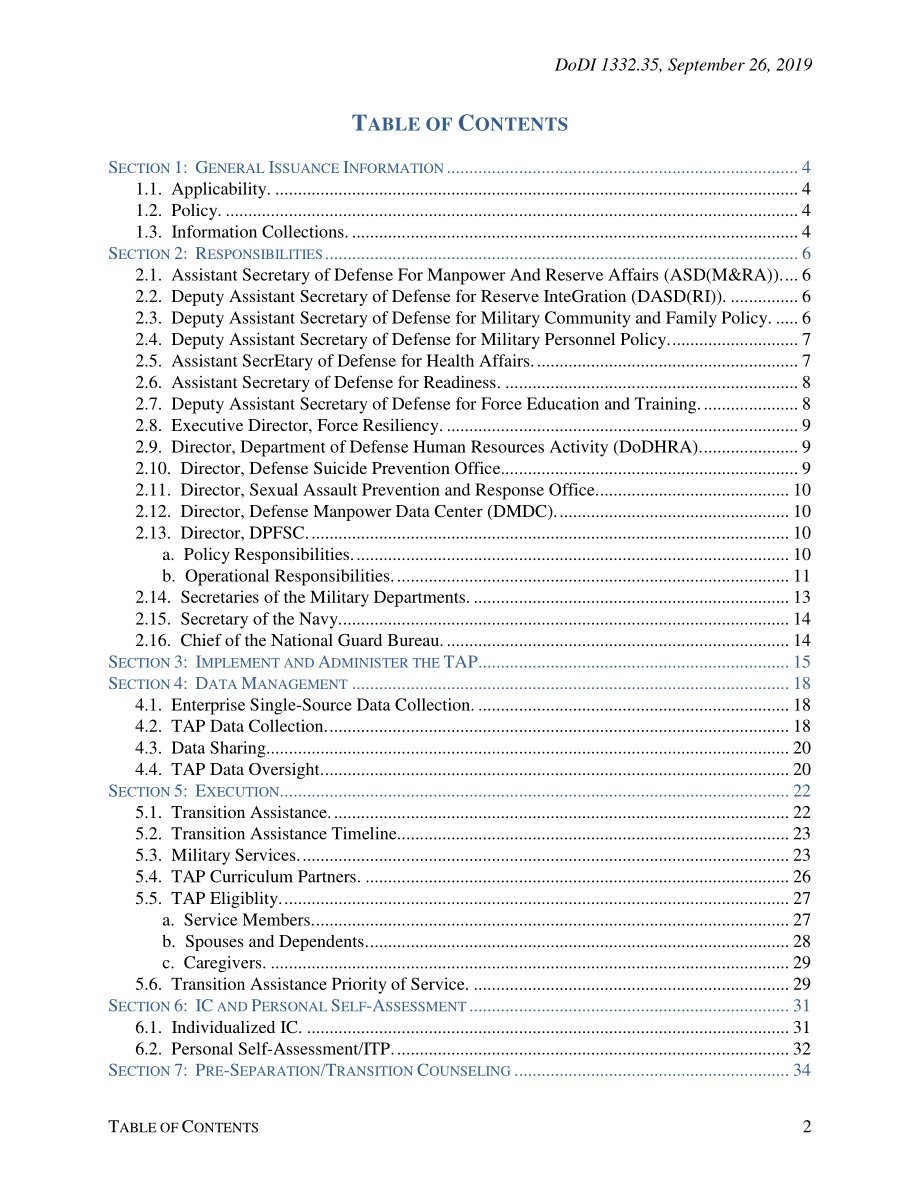 DoDI 1332.35 军事人员过渡援助方案（TAP）.pdf_第2页