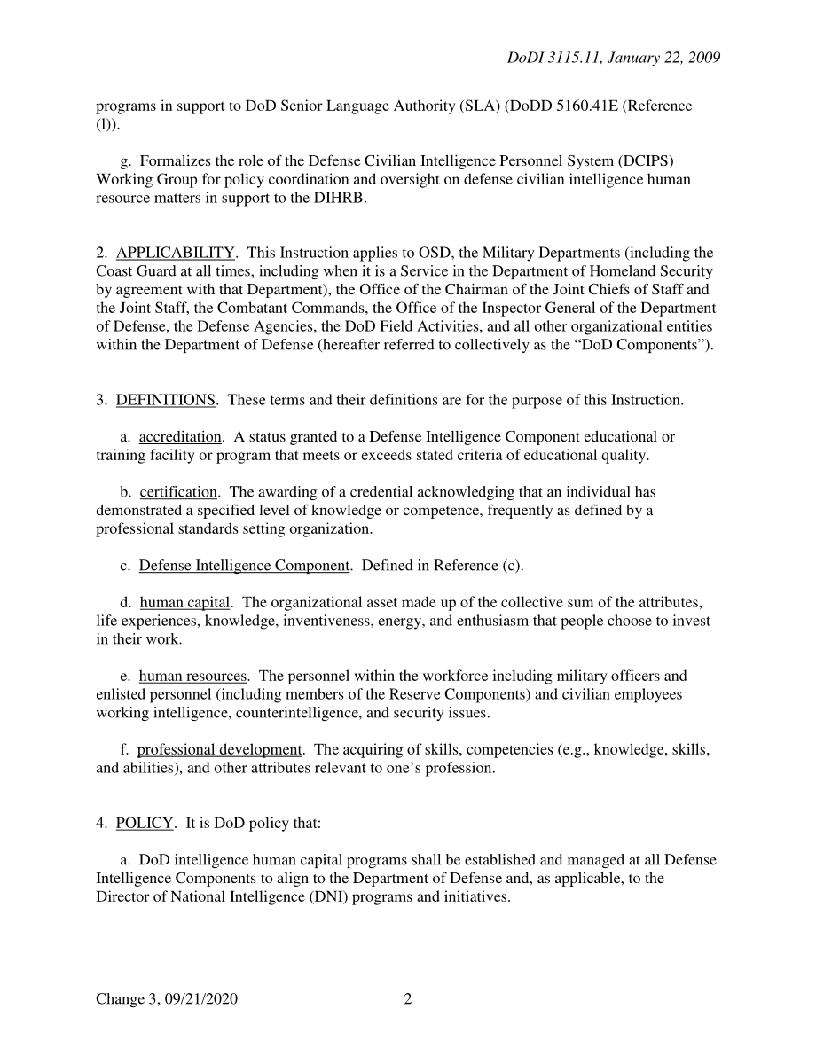 DoDI 3115.11 国防部情报人力资本管理运营.pdf_第2页