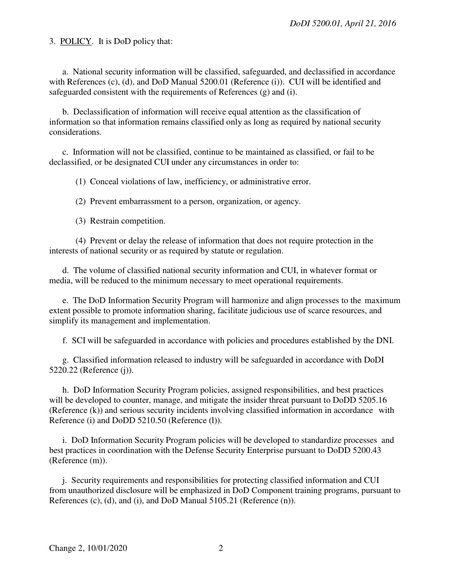 DoDI 5200.01 国防部信息安全计划和敏感分区信息保护（SCI）.pdf_第2页