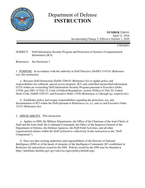 DoDI 5200.01 国防部信息安全计划和敏感分区信息保护（SCI）.pdf