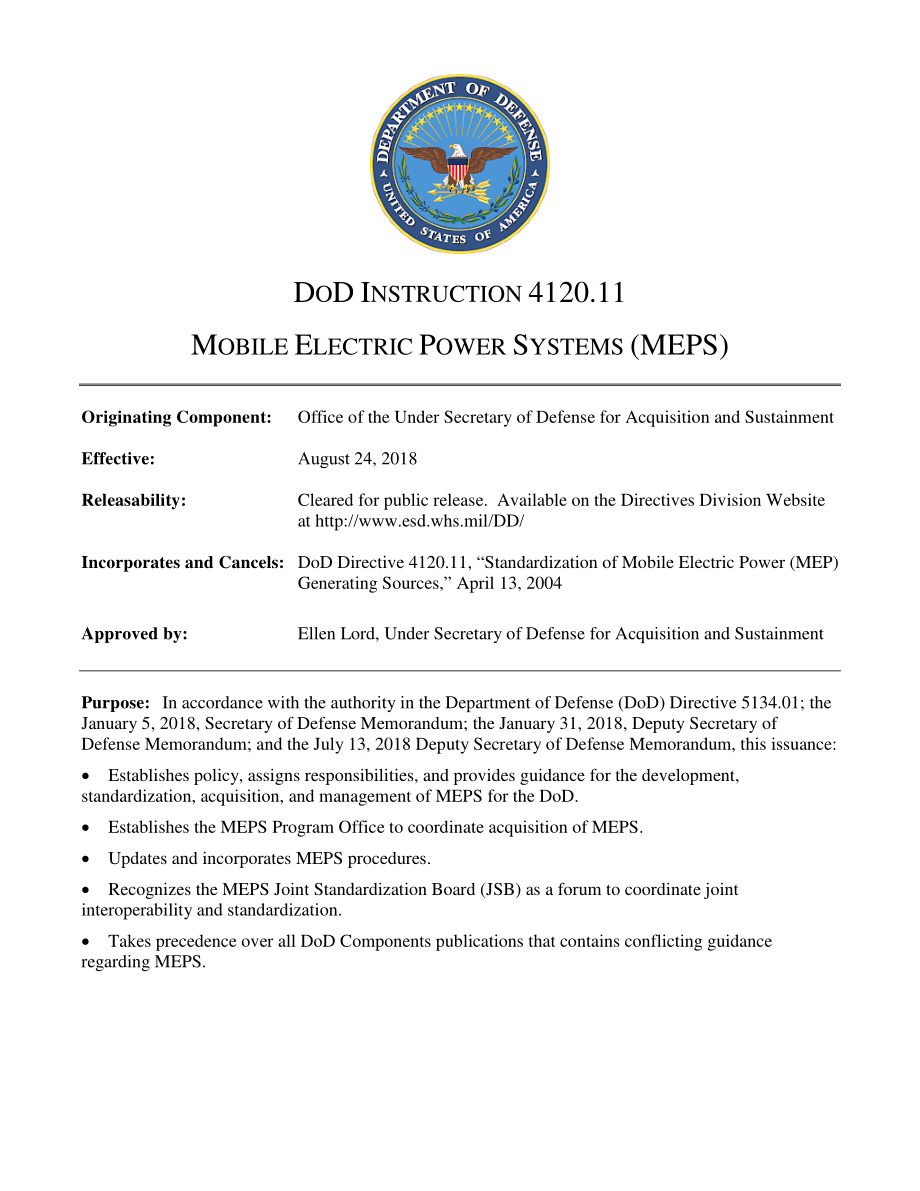 DoDI 4120.11 移动电力系统（MEPS）.pdf_第1页