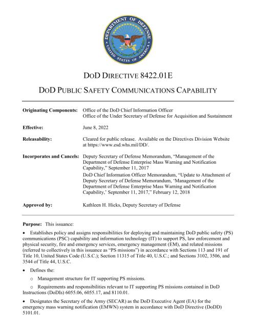 DoDD 8422.01E 国防部公共安全通信能力.pdf
