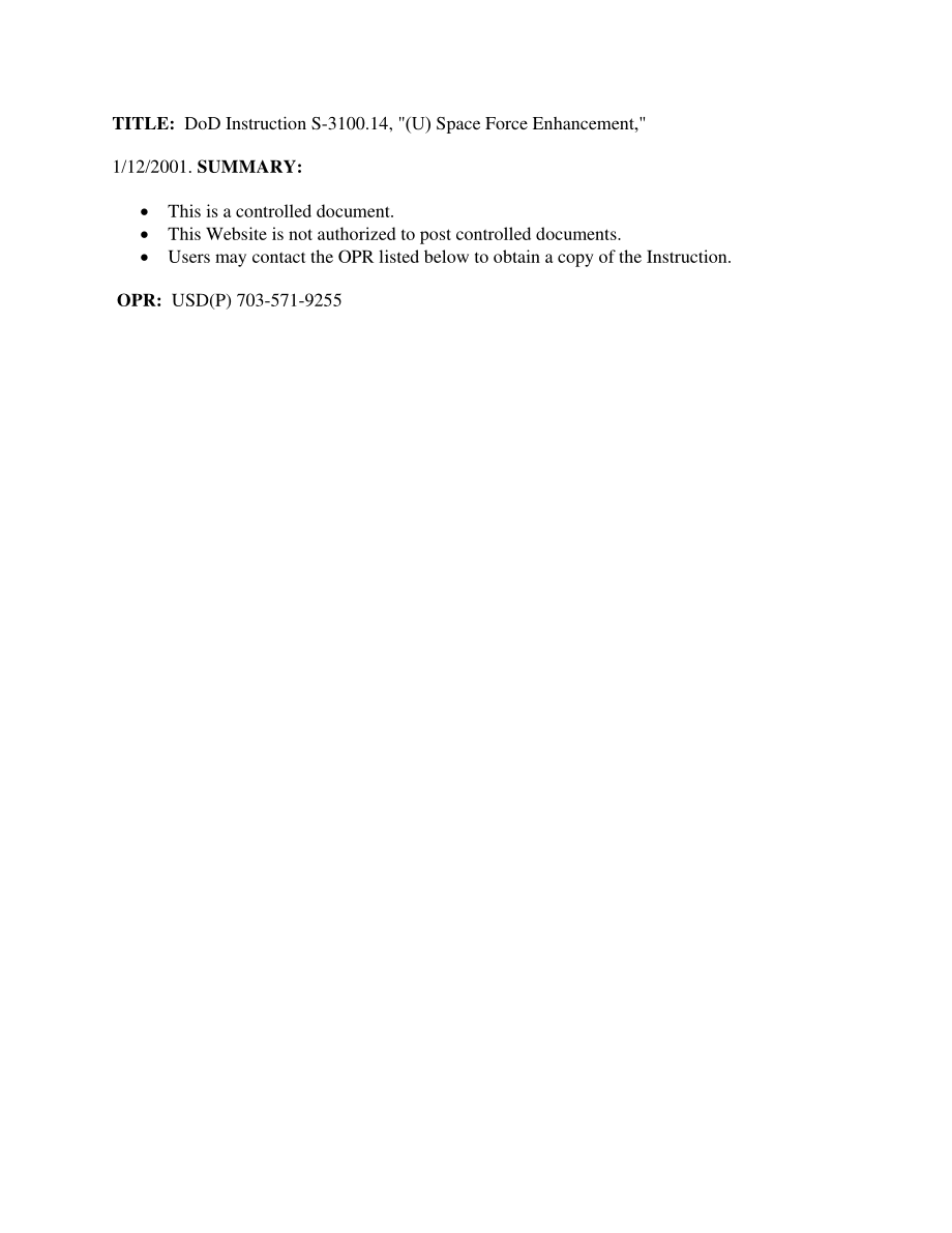 DoDI S-3100.14 （u）太空部队增强.pdf_第1页