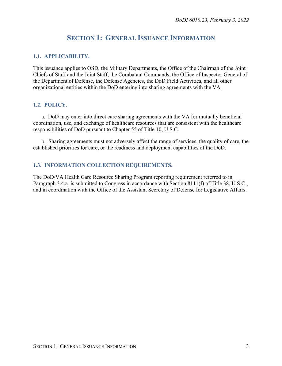 DoDI 6010.23 国防部和退伍军人事务部医疗保健资源共享计划.pdf_第3页