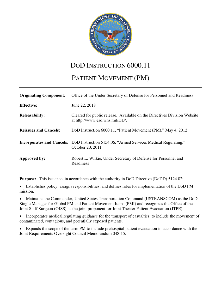 DoDI 6000.11 患者运动（PM）.pdf_第1页