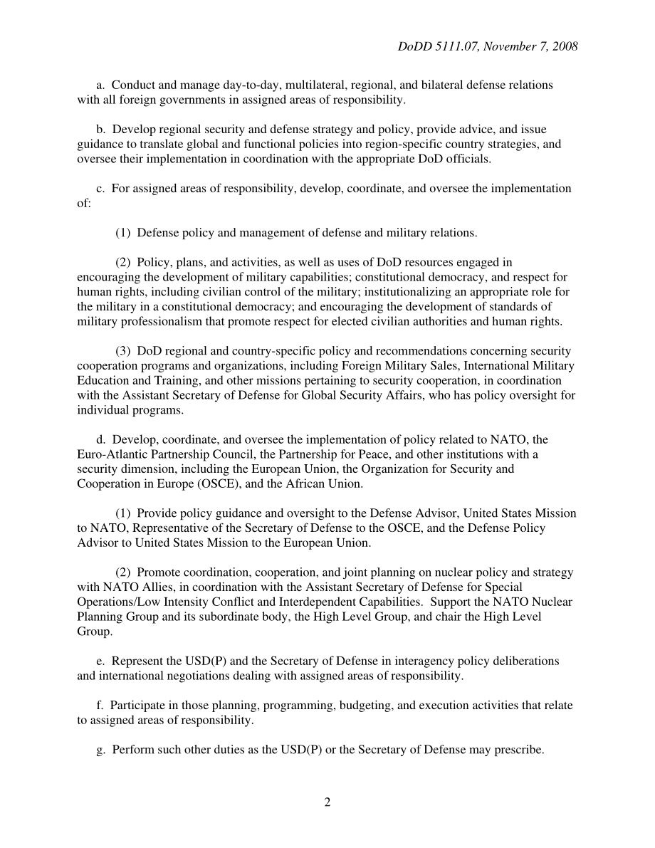 DoDD 5111.07 负责国际安全事务的助理国防部长（ISA）.pdf_第2页