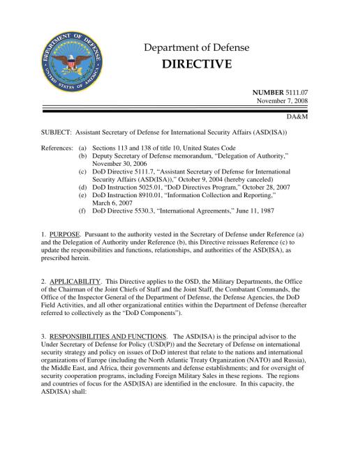 DoDD 5111.07 负责国际安全事务的助理国防部长（ISA）.pdf