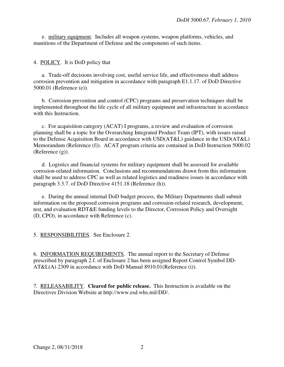 DoDI 5000.67 国防部军事装备和基础设施腐蚀的防治.pdf_第2页