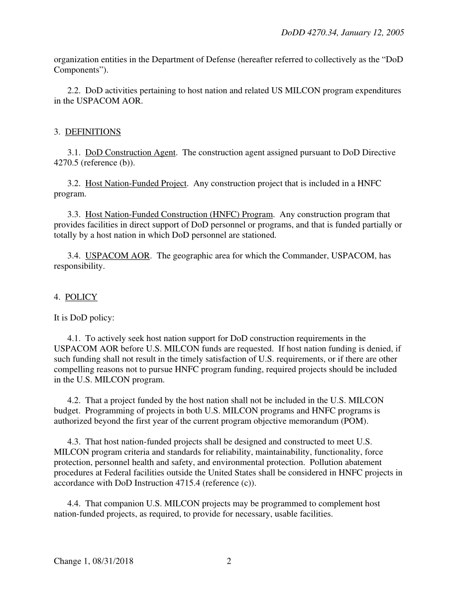 DoDD 4270.34 美国太平洋司令部责任区的东道国资助建设项目.pdf_第2页