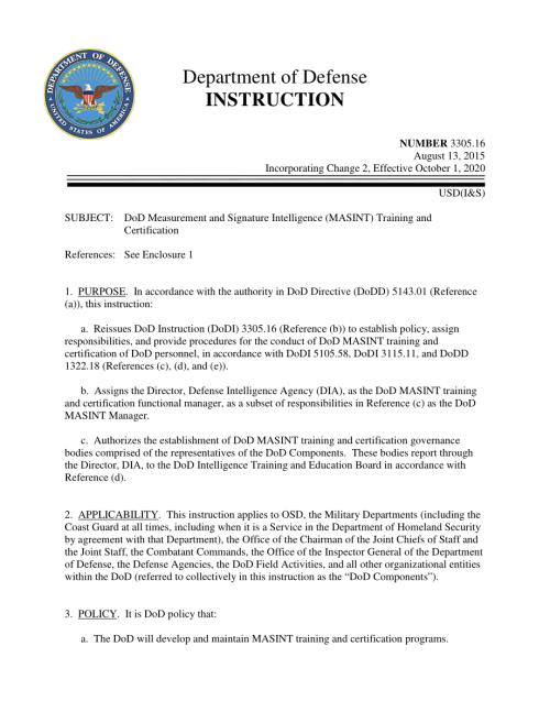 DoDI 3305.16 国防部测量和签名智能（MASINT）培训和认证.pdf