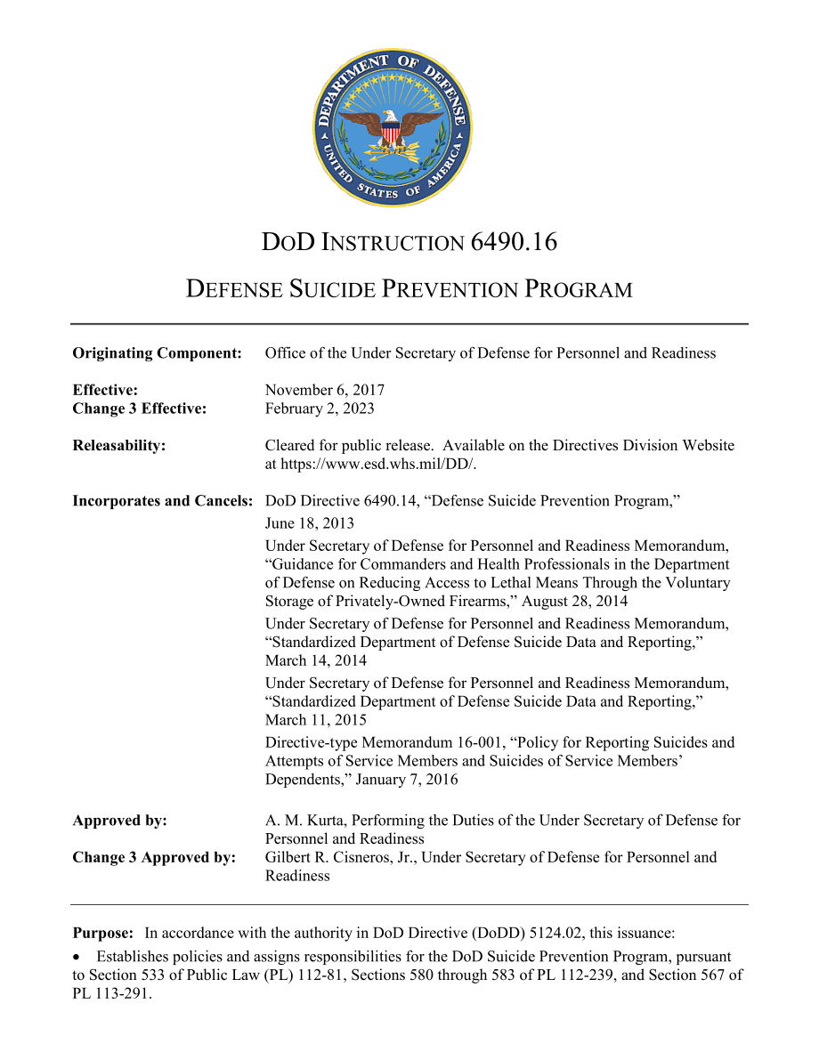 DoDI 6490.16 国防自杀预防计划.pdf_第1页