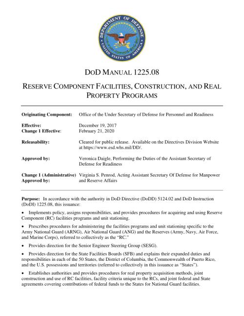 DoDM 1225.08 储备组件设施、建筑和房地产计划.pdf