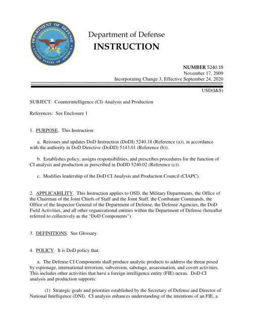 DoDI 5240.18 反情报（CI）分析和生产.pdf