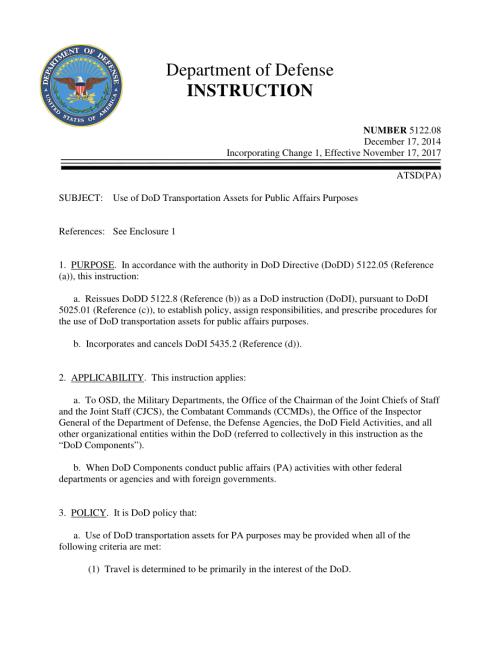DoDI 5122.08 将国防部运输资产用于公共事务目的.pdf