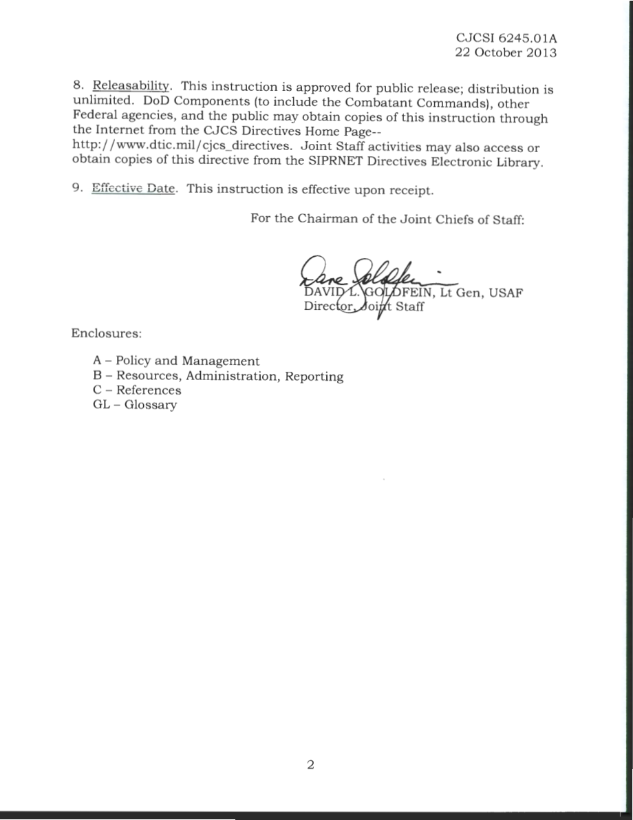 CJCSI 6245.01A 联合指挥、控制、通信和计算机(C4) 网络空间教育和训练方案的管理.pdf_第2页