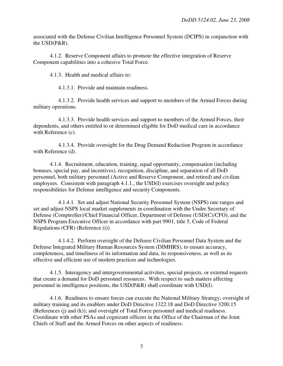 DoDD 5124.02 负责人事和准备的国防部副部长（USD（P&R））.pdf_第3页