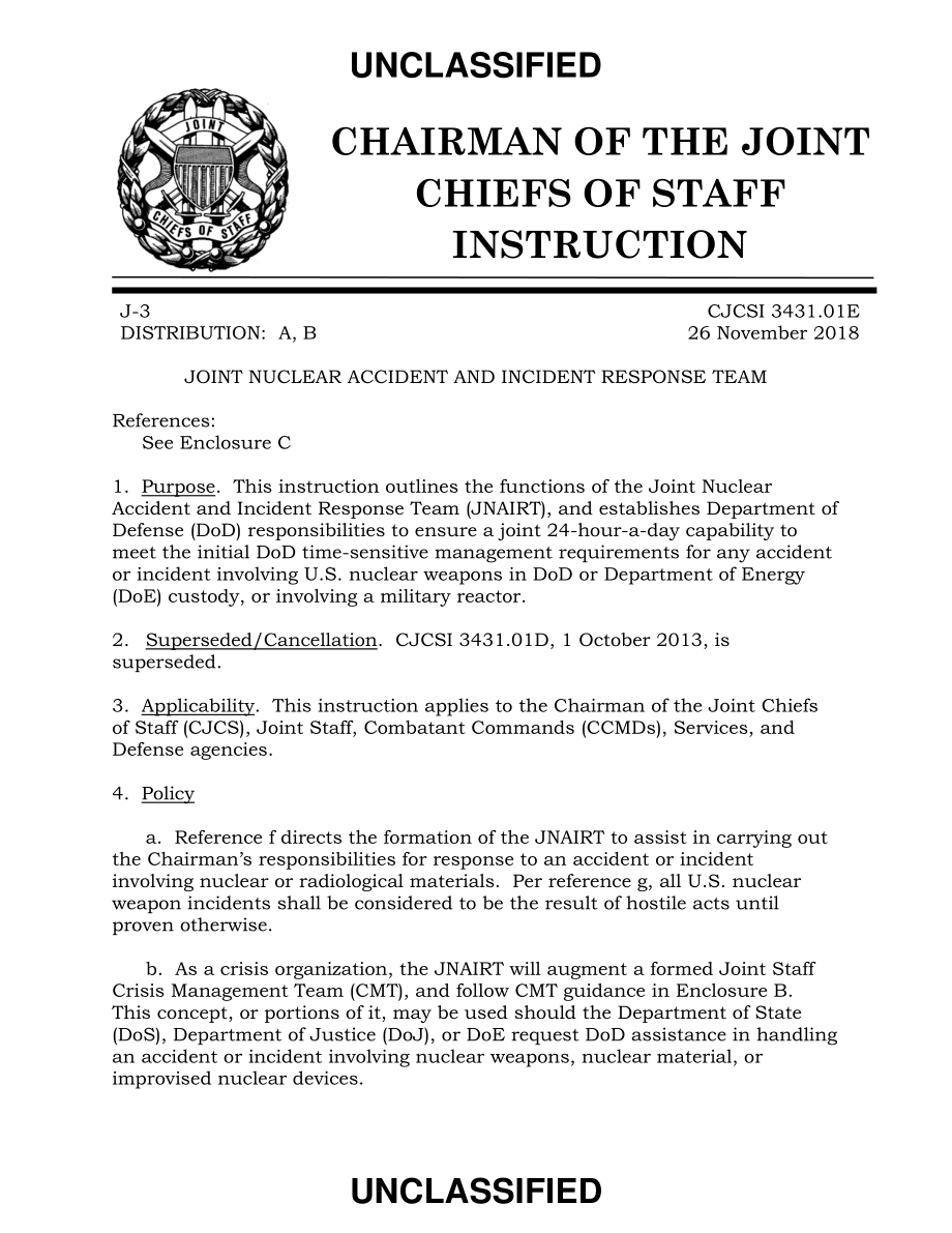 CJCSI 3431.01E 核事故和事件联合应对小组.pdf_第1页