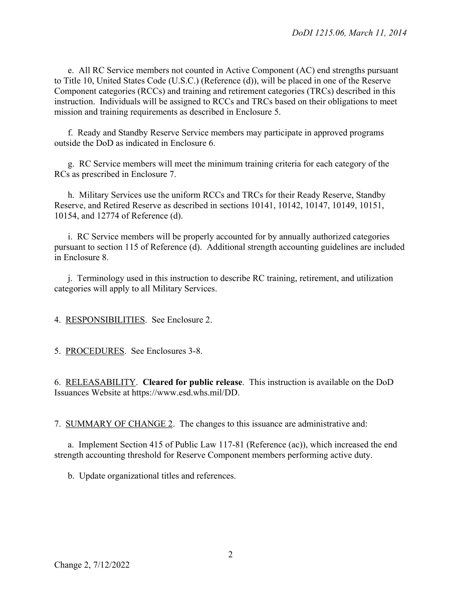 DoDI 1215.06 统一储备、培训和退休类别的储备组成部分.pdf_第2页