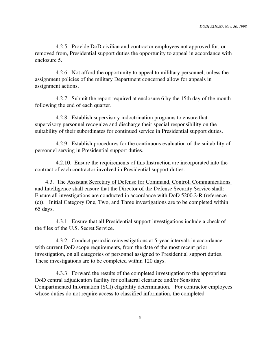 DoDI 5210.87 选择国防部军事和文职人员以及承包商员工分配到总统支持活动(PSA).pdf_第3页