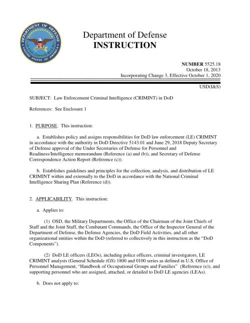 DoDI 5525.18 国防部的执法刑事情报（CRIMINT）.pdf