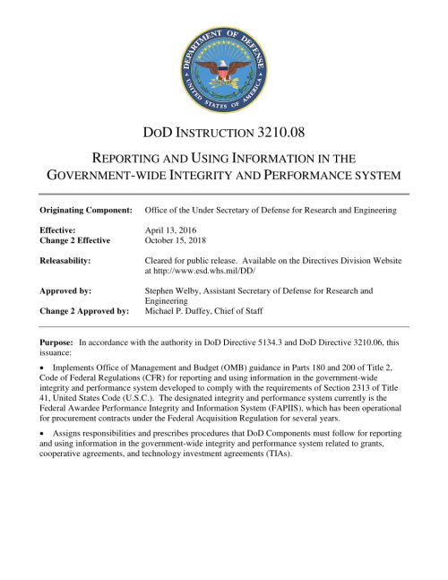 DoDI 3210.08 政府诚信与绩效系统中的信息报告和使用.pdf