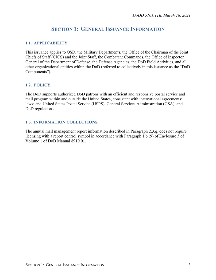 DoDD 5101.11E 国防部军事邮政服务和官方邮件计划的执行代理.pdf_第3页