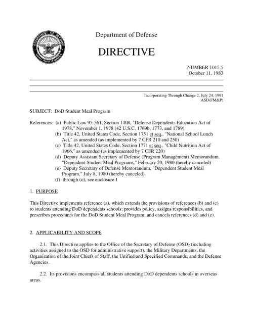 DoDD 1015.5 国防部学生餐计划.pdf