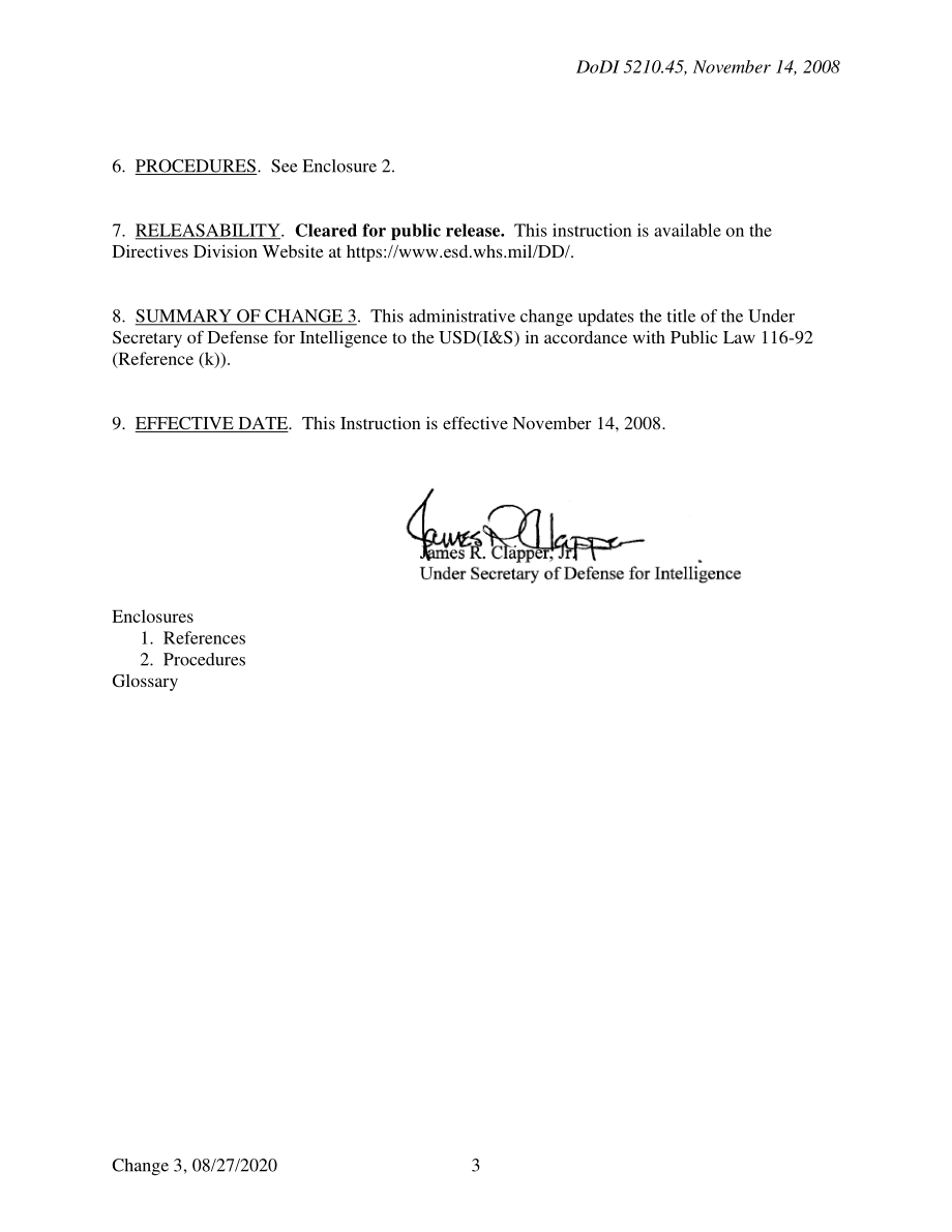DoDI 5210.45 国家安全局中央安全局敏感密码信息的人员安全政策和程序.pdf_第3页