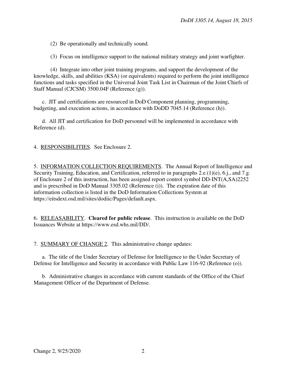 DoDI 3305.14 联合情报培训（JIT）和认证.pdf_第2页